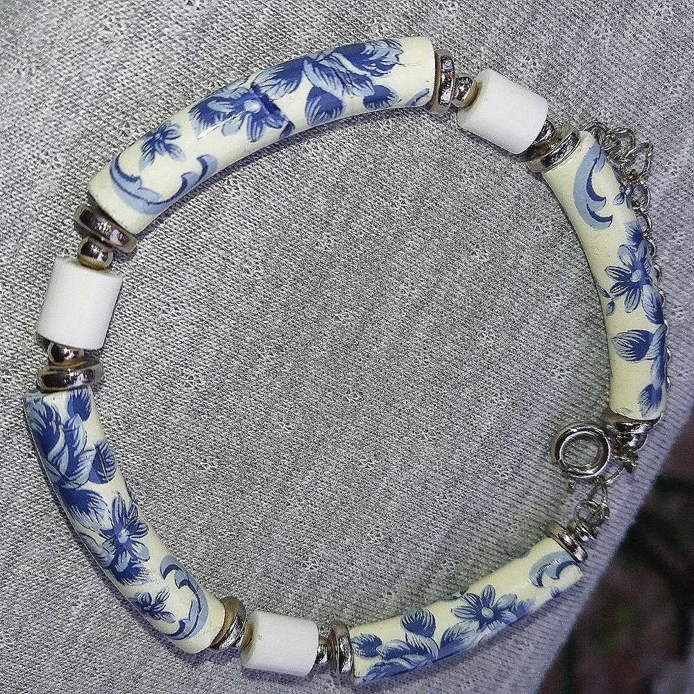 Vintage Blue & White Porcelain Bracelet